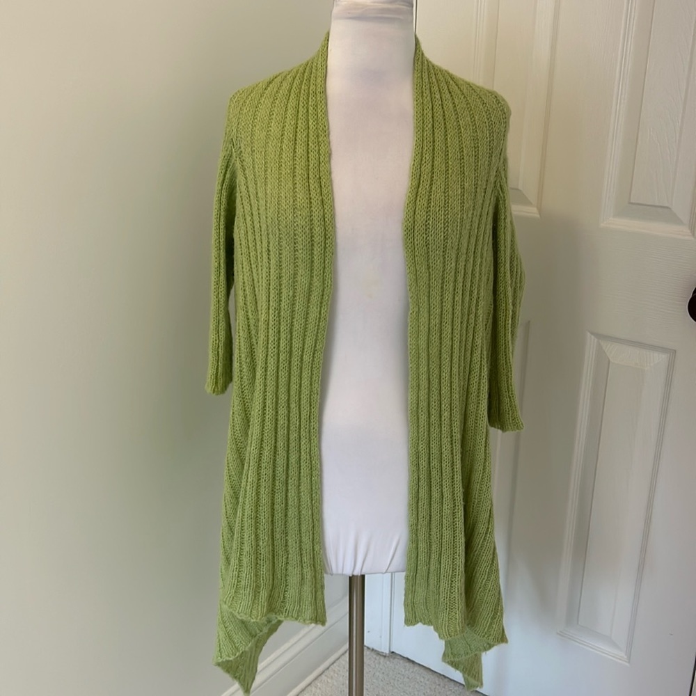 Wooden Ships Green Ribbed Open Cardigan